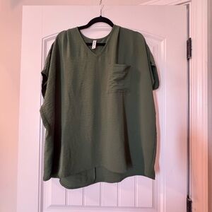 Zenana Outfitters Forest Green V-Neck Tee
